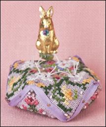 JN294 Tiny Bunny Biscornu w/Bright Bunny Pin